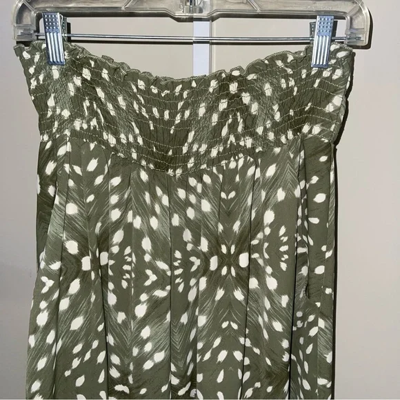 Bucketlist Olive Green Boho Wide-Leg Pants Women’s Size XL Smocked Waist Flowy - Picture 3 of 6